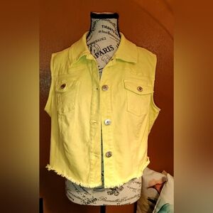 Cato Bright Yellow Denim Vest XL